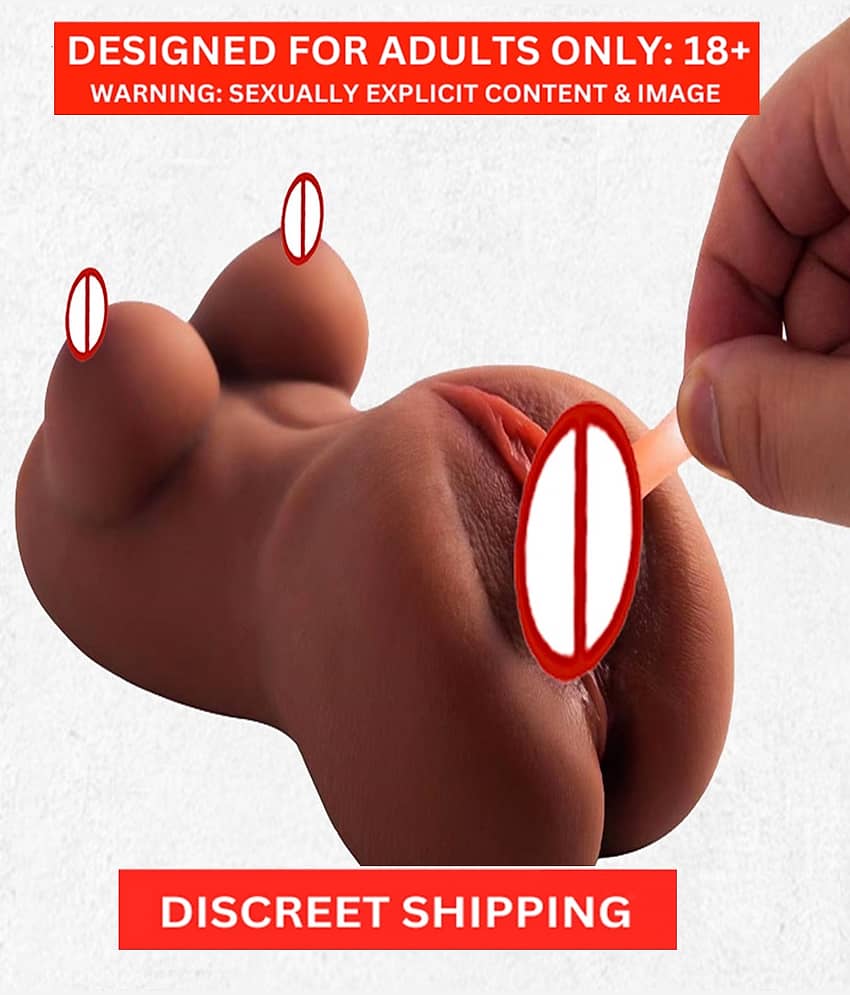 Male Masturbator - 3D Realistic Pussy Ass and Silicone Vagina Butt Anal Adult Products Sex Toys with 2 Hole(BROWN) view 2