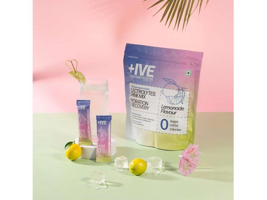 Curiously +IVE Electrolytes Drink Mix - Lemonade Flavour - Pack of 2 - 80gm + 80gm (4g x 40 Sachet)| Zero Sugar, Zero Carbs, Zero Calories, Hydration + Recovery Supplement view 2