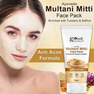 (Combo of 3) Globus Multani Mitti Face Pack (50g) With Cucumber Rose Water Toner (200ml) and Aloe Vera Neem Tulsi Face Wash (75g) view 2
