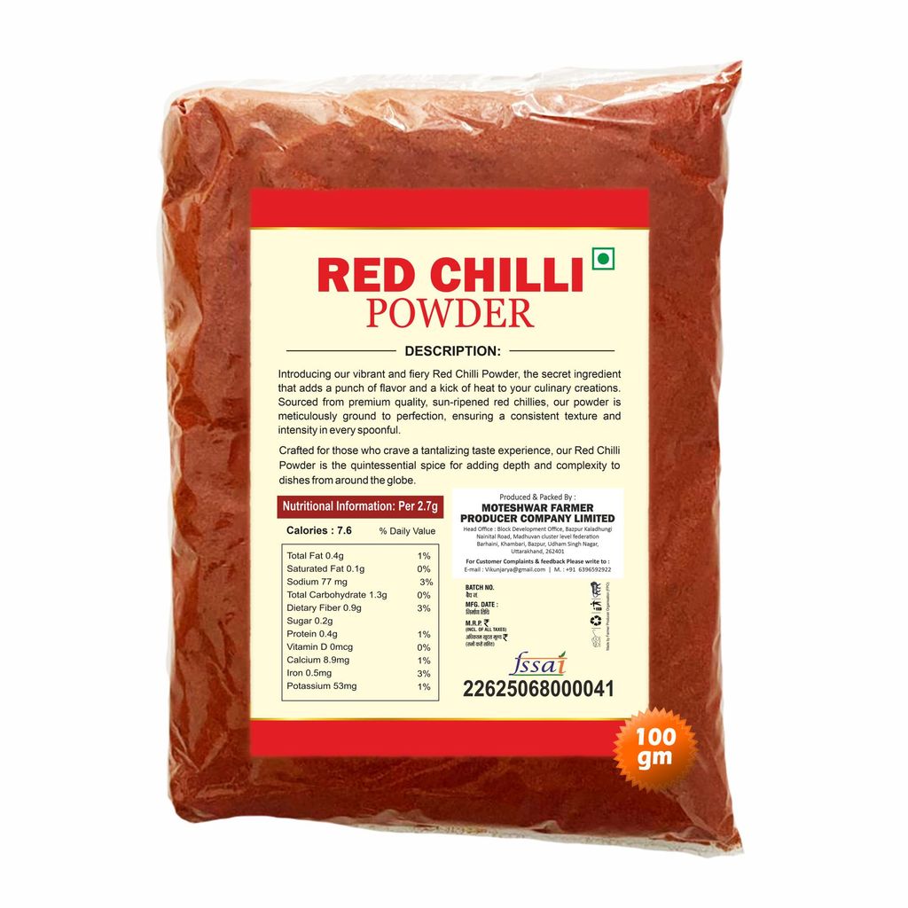 Red Chilli Powder 100 gm by Moteshwar Farmer Producer - Pure & Natural Red Chilli for Daily Use. view 2