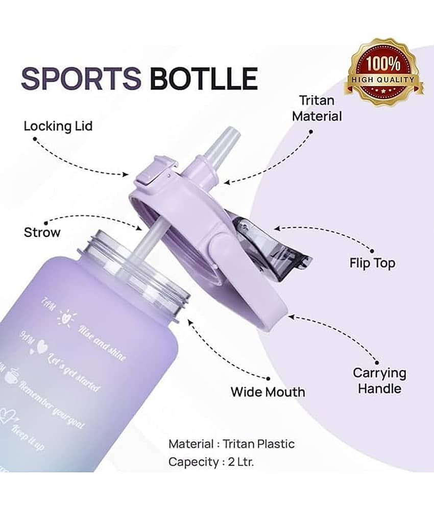 THR3E STROKES Multicolor Plastic Water Bottle 2000 mL ( Set of 1 ) view 2
