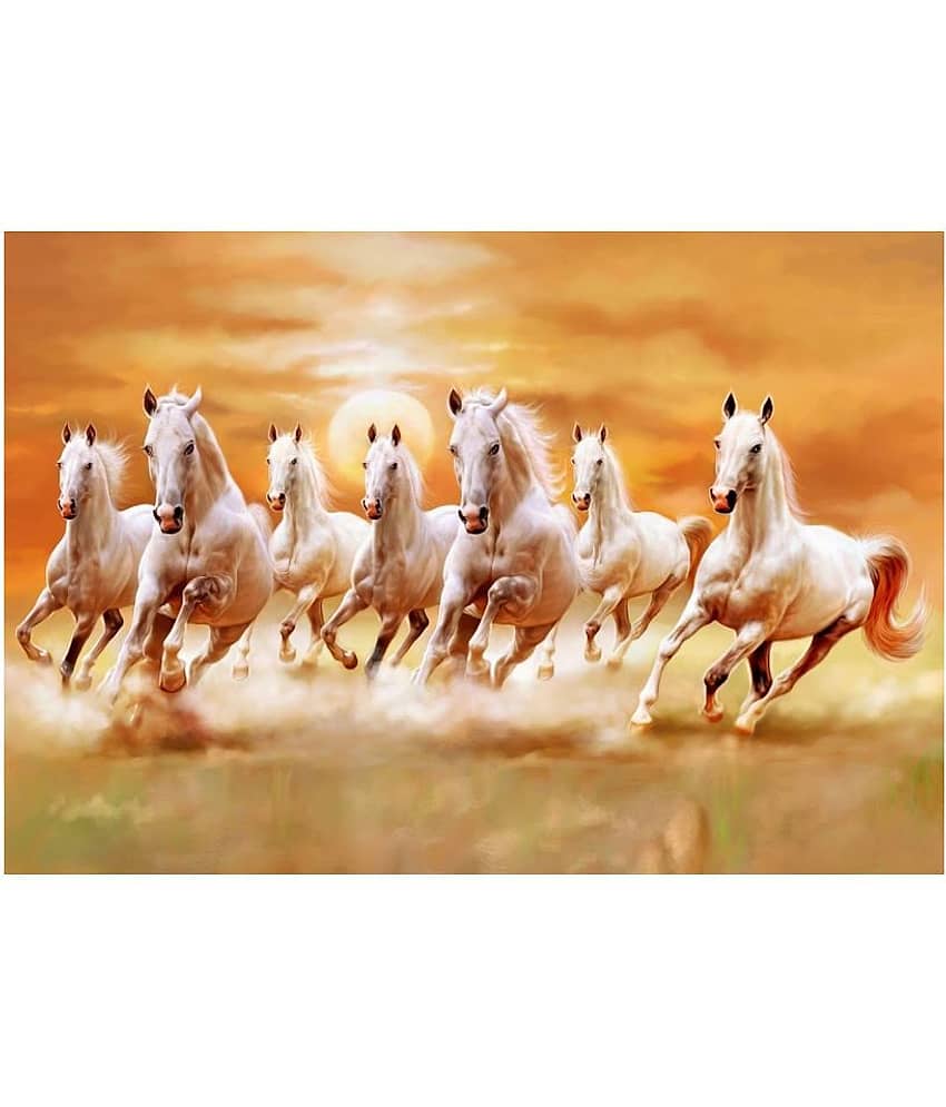 wallpics vastu 7 lucky running horse Waterproof Paper Photo Wall Poster Without Frame view 2