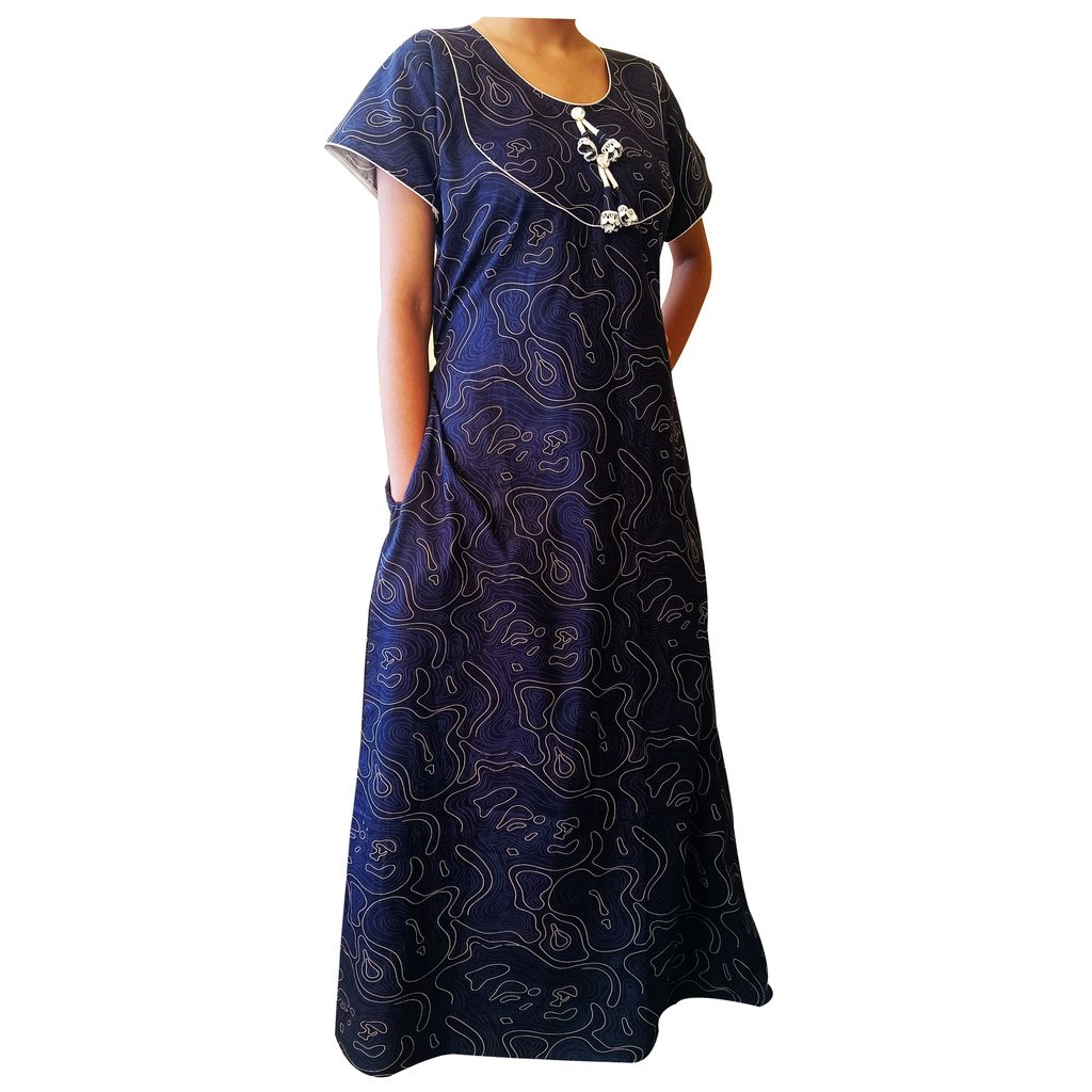 Women's Cotton Maxi Nightgown - Soft and Breathable Sleepwear Dress with Pockets