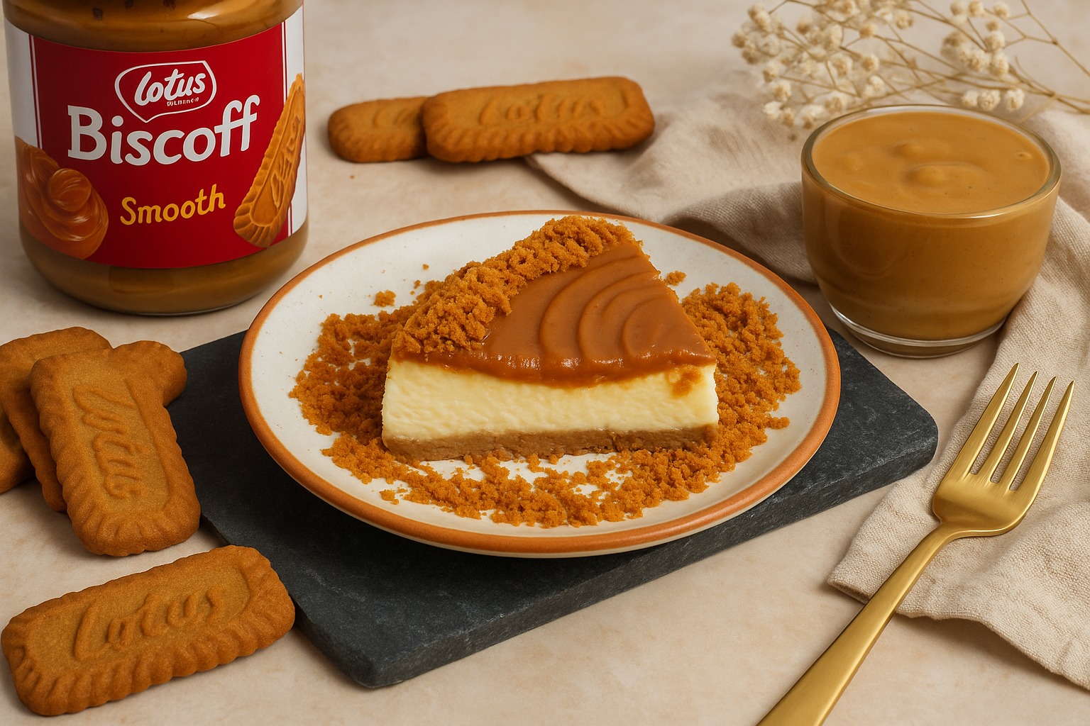 Biscoff cheesecake slice