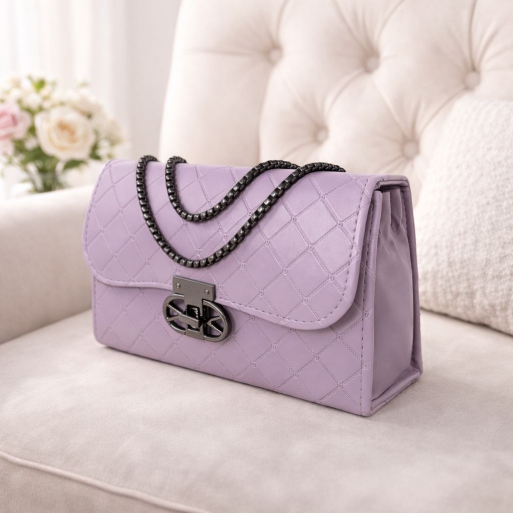 Quilted Design Sling Bag For Women | Chain Strap | Trendy Shoulder Bag