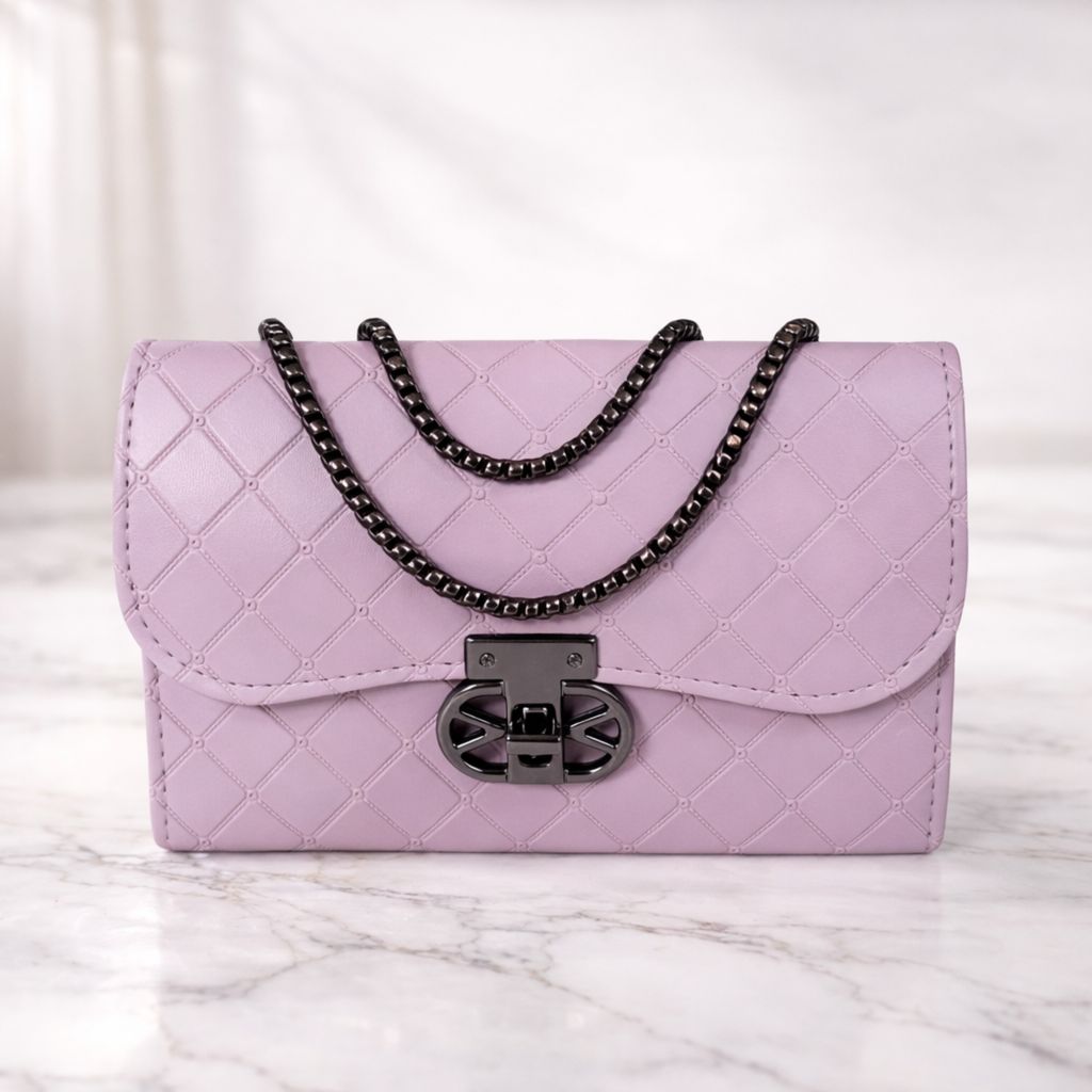 Quilted Design Sling Bag For Women | Chain Strap | Trendy Shoulder Bag view 2