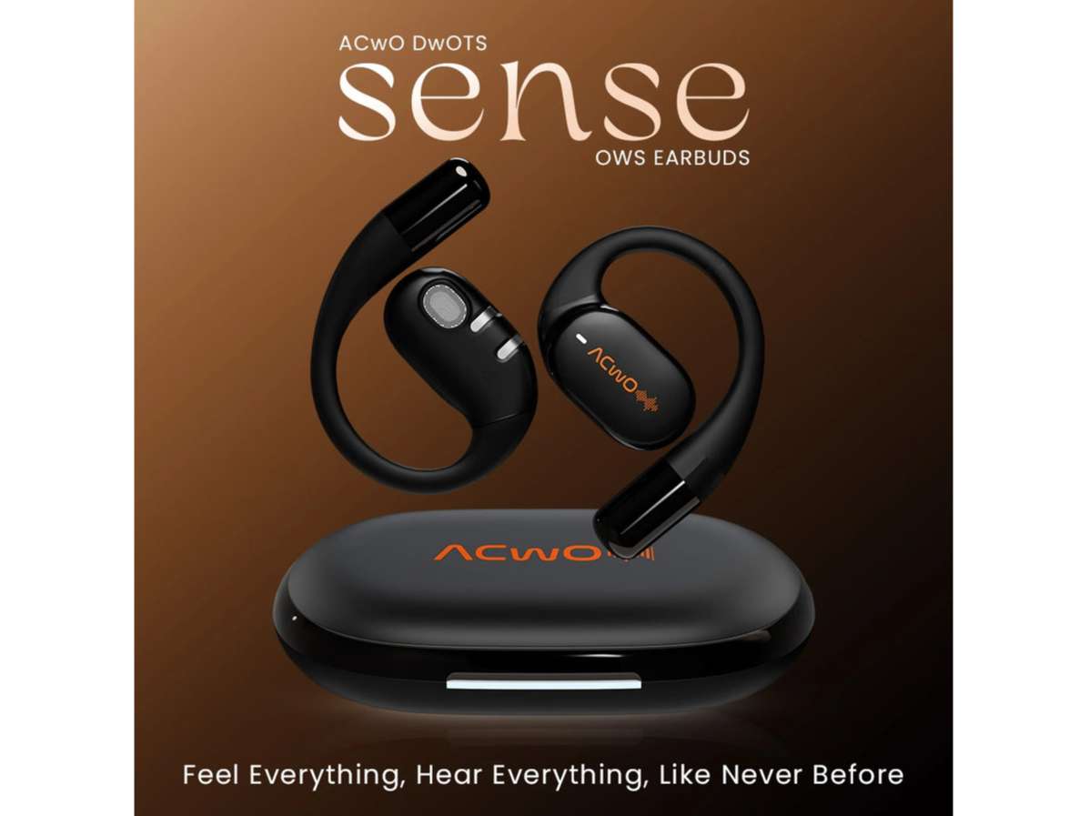 ACwO Dwots Sense OWS Wireless Over Ear Earphones, Situational Awareness, 15Mm Titanium Drivers, 65 Hours Playback, BT V5.4, Secure Fit - Black view 2