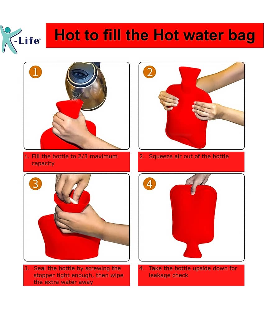 K-life Leak Proof Thick Rubber Heating Pad Pain Relief Non-electrical 2 L Hot Water Bag (Red) view 2