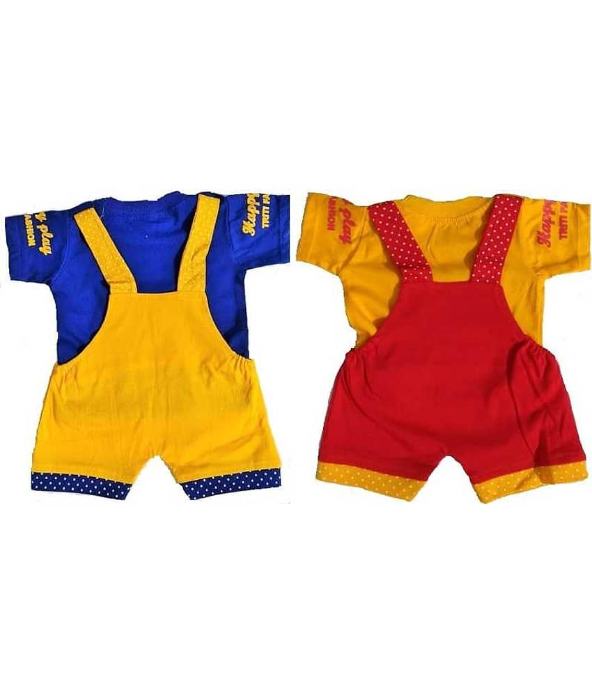 TRITI Pack of 2 Unisex for Baby Cotton Blend Dungaree Sets ( Multi ) view 2