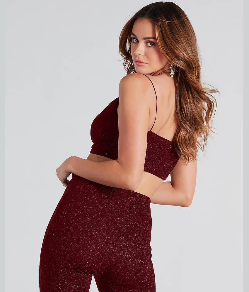 Addyvero Women's Polyester Crop Top ( Maroon ) view 2