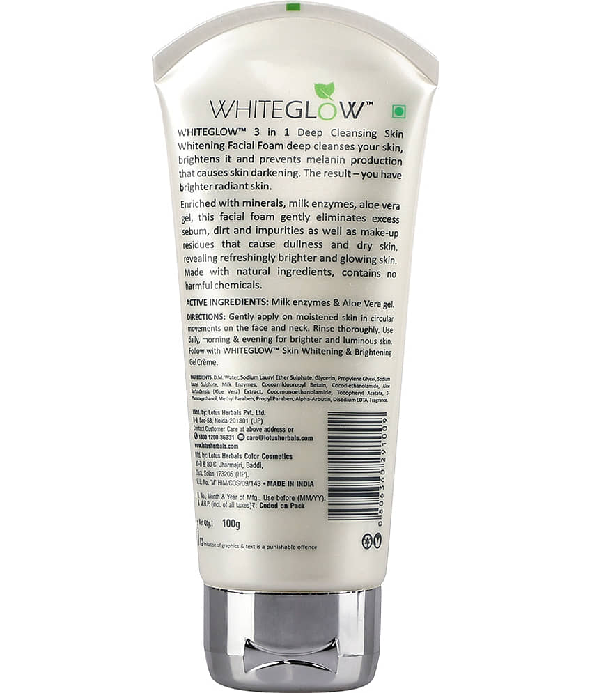 Lotus Herbals Whiteglow 3 In 1 Deep Cleaning Skin Whitening Facial Foam ,With Aloe Veragel ,50G view 2