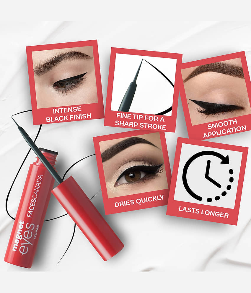 FACES CANADA Magneteyes Eyeliner - Black, 3.5ml | Quick Drying | 24HR Long Lasting | Waterproof view 2