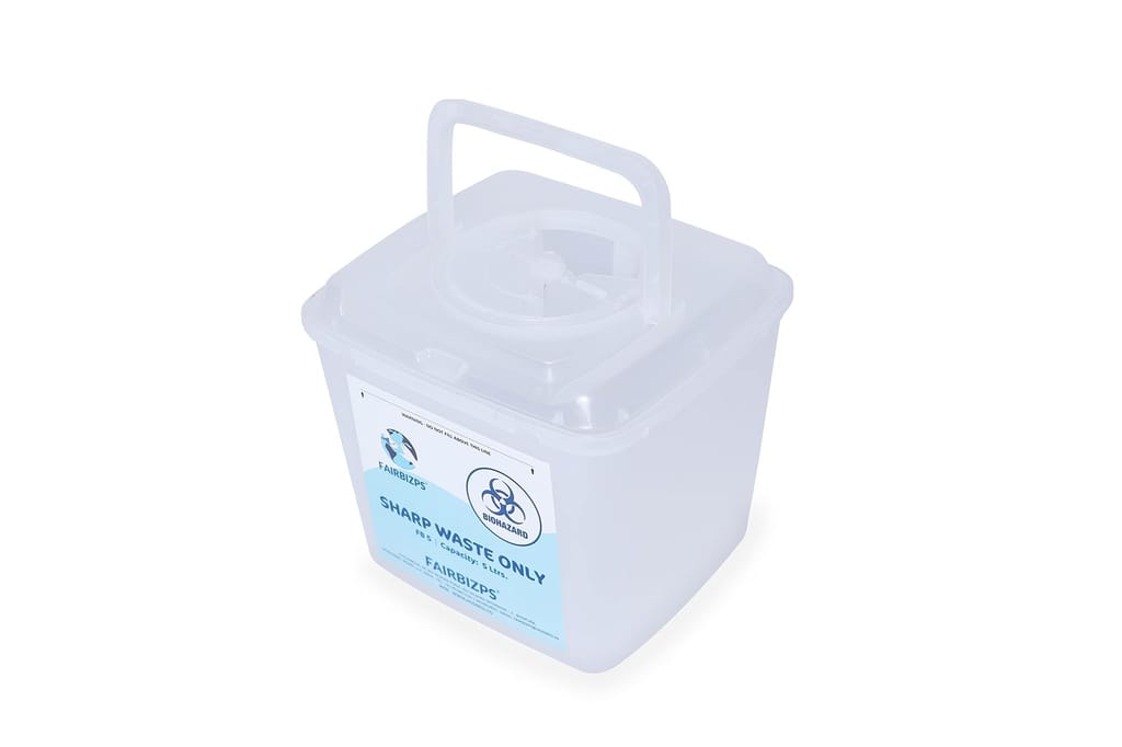 FAIRBIZPS Bio-Medical Sharps Container Waste Box, Glass Waste and Metallic Implants, Bio-hazard, Bio-Medical Sharps Container Puncture Proof Box 5 LTR view 2