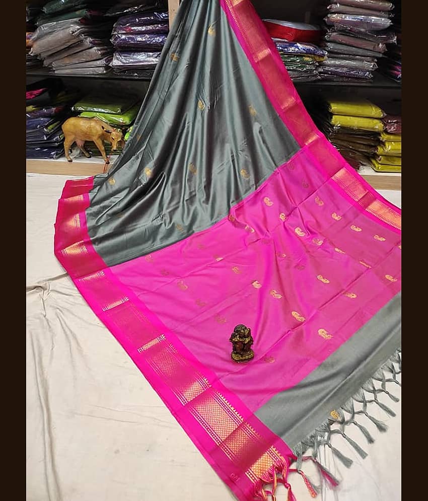 FAB SILK Cotton Silk Woven Saree With Unstitched Blouse Piece ( Pink )