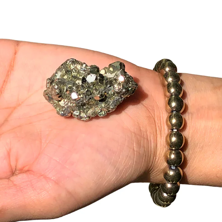 Original Pyrite Bracelet & Get a FREE Pyrite Stone Wealth, Success & Positive Energy (Size - 8") view 2