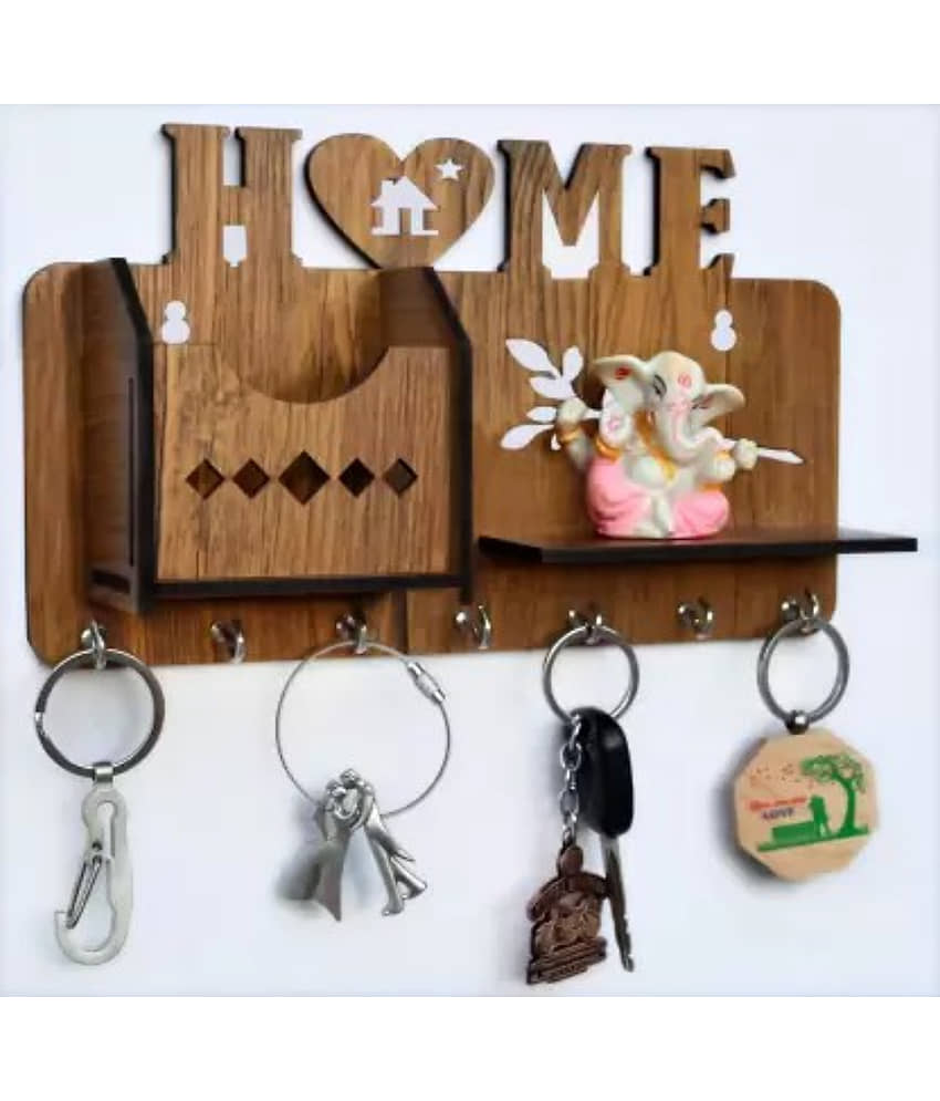 Arpita Crafts Beige Wood Key Holder - Pack of 1
