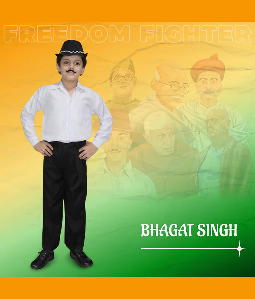 Kaku Fancy Dresses Bhagat Singh Costume for Boys for Republic Day & Independence Day | National Hero Freedom Fighter Costume for Kids - 3-4 Years view 2
