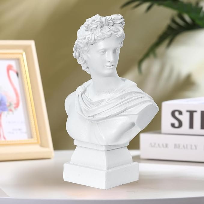 White Apollo Statue Bust Sculpture Greek Mythology God of Music and Poetry view 2