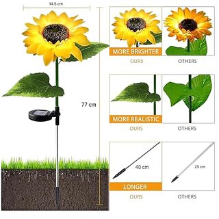 Daybetter Sunflower Solar Lights Waterproof Garden Lights 20 Led Starburst Swaying Lights Solar Outdoor Garden Decor For Balcony Garden Lawn (Pack Of 2) Tar-O1 view 2