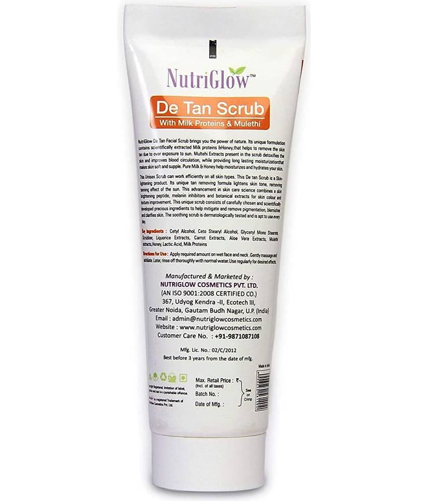 NutriGlow De Tan Scrub With Milk Protein & Mulethi For Deep Exfoliation, Tan Removal Treatment, Oily Prone Skin, 65gm (Pack of 4) view 2