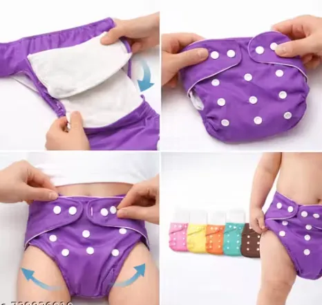 Pack of 6 Leak-Proof Reusable Baby Diapers with 6 Insert view 2