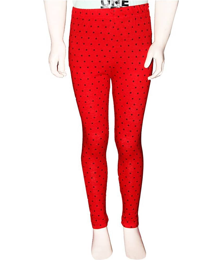 FnMe Pack of 3 Girls Cotton Leggings ( Blood Red ) view 2