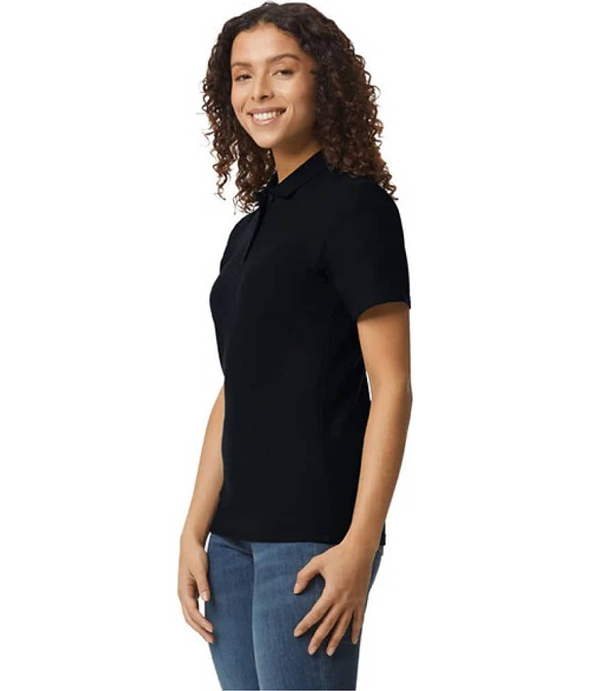 Gildan Women Cotton Solid Regular Fit Polo Collar T-Shirt ( Black ) view 2