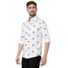 Mufti White & Black Graphic Check Slim Fit Casual Shirt view 2