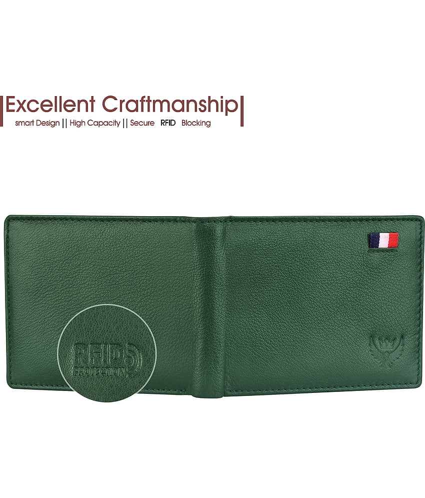 Lorenz Green 100% Leather Men's RFID Wallet ( Pack of 1 ) view 2