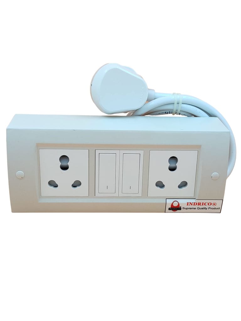 INDRICO 16 Amp Electric Extension Board for Heavy Duty with Individual Switches PVC White Pack of 1 view 2
