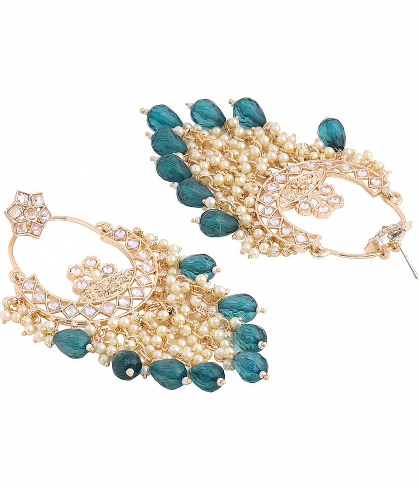 VIRAASI - Green Danglers Earrings ( Pack of 1 ) view 2
