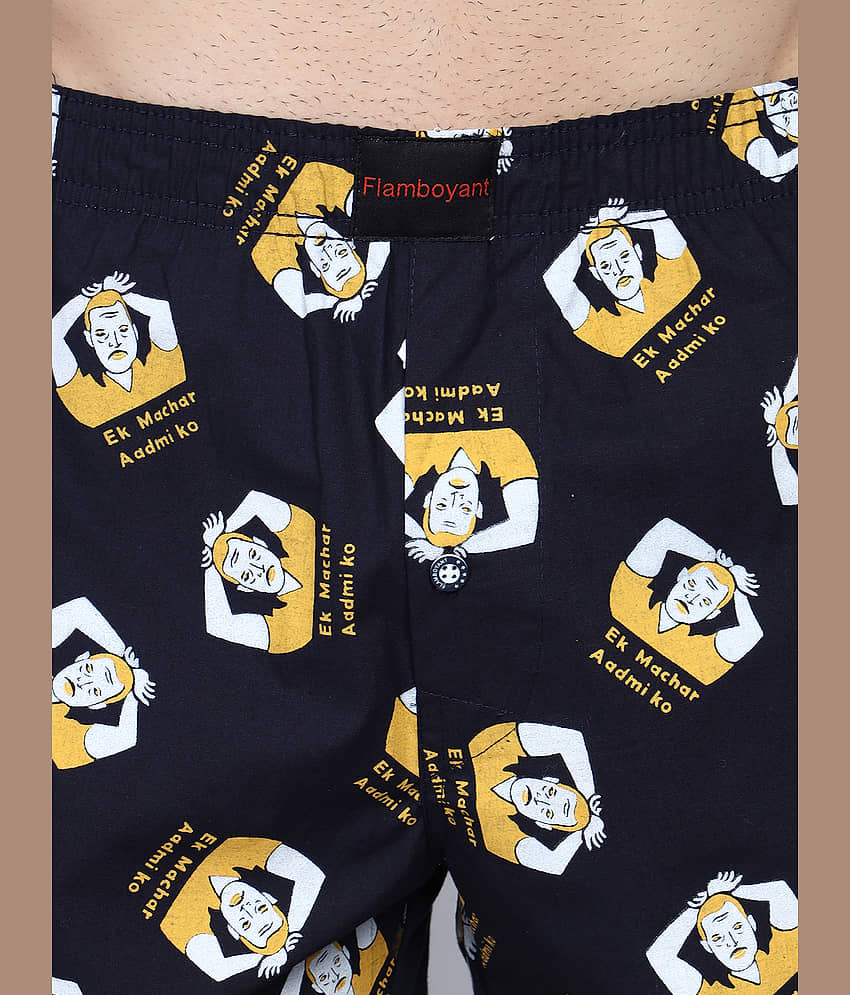 Flamboyant Pack of 1 Cotton Blend Boxers For Men's ( Black ) view 2