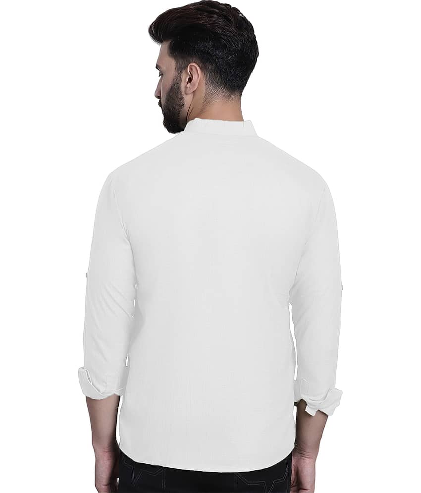DiAsh White Cotton Blend Men's Shirt Style Kurta ( Pack of 1 ) view 2