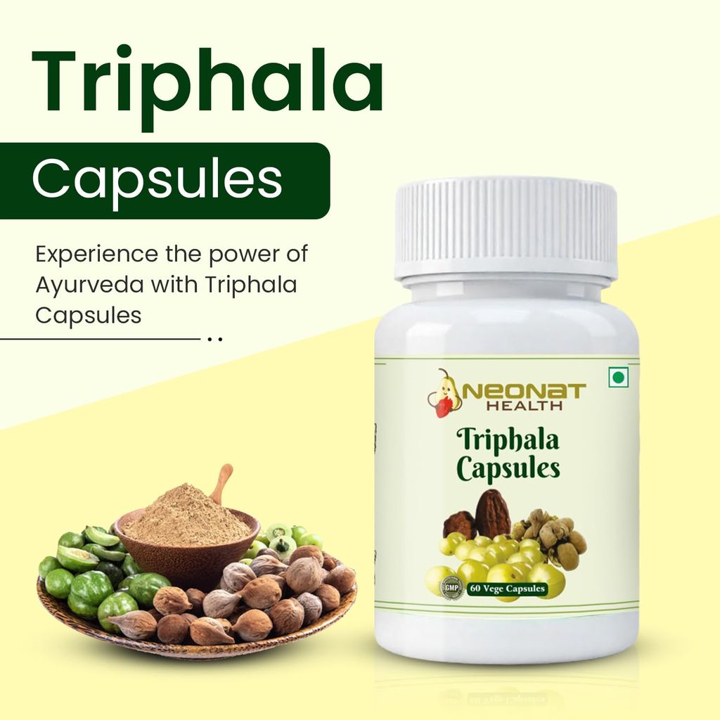 Neonat Health Triphala Capsules | Ayurvedic Blend of Amla, Haritaki & Bibhitaki | Supports Digestion, Immunity & Detox | Pure, Vegetarian, Gelatin-Free | 60 Capsules view 2