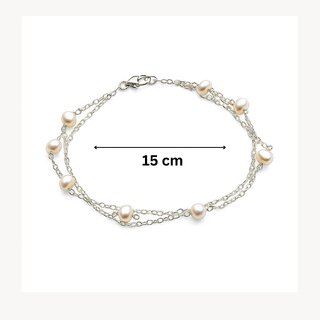 Techiefox Elegant Multi-Layered Metal Chain Bracelet with Lustrous Pearls Stylish Designer Wrist Accessory for Women view 2