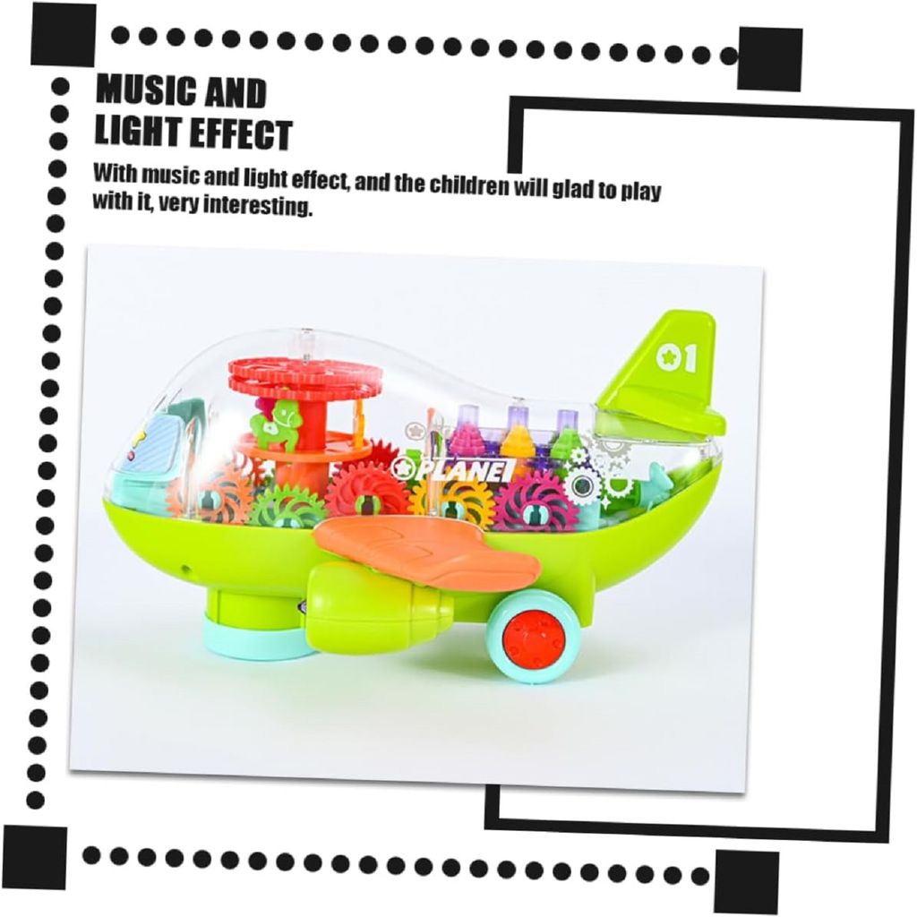 KTRS Enterprise Gear Plane with Wide Wings, 3D Concept Toys - 360 Rotation, Moving Gear Simulation Technology Sound & Lights for Kids view 2