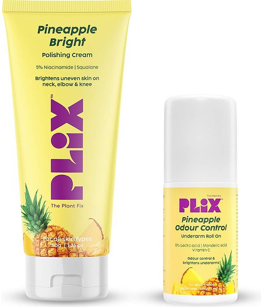 The Plant Fix Plix Pineapple Duo: Roll-On for Odour Control & Polishing Cream for Bright Underarms (2 Items in the set) view 2
