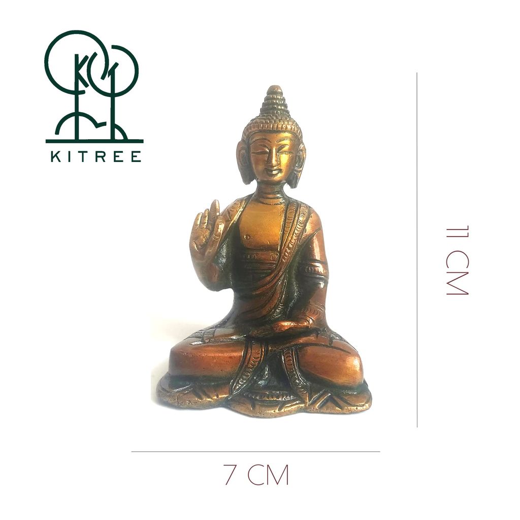 KITREE Lord Buddha Blessing Idol Made with Brass and Polished (4 INCH APROXX.) (Red) view 2