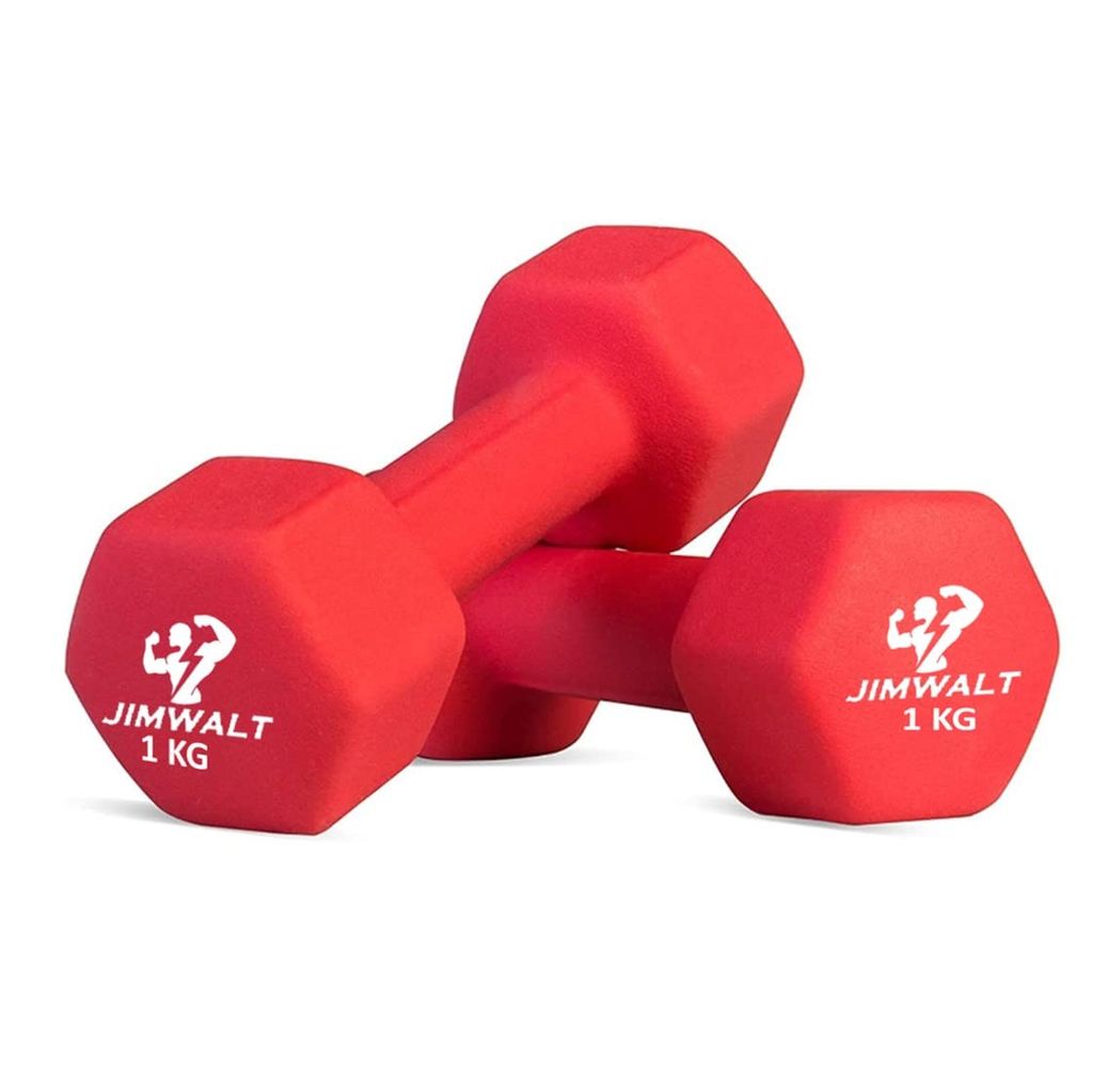 The Indian Made Jimwalt Premium Neoprene Dumbbells Proudly Made in India (1+1=2 RED)