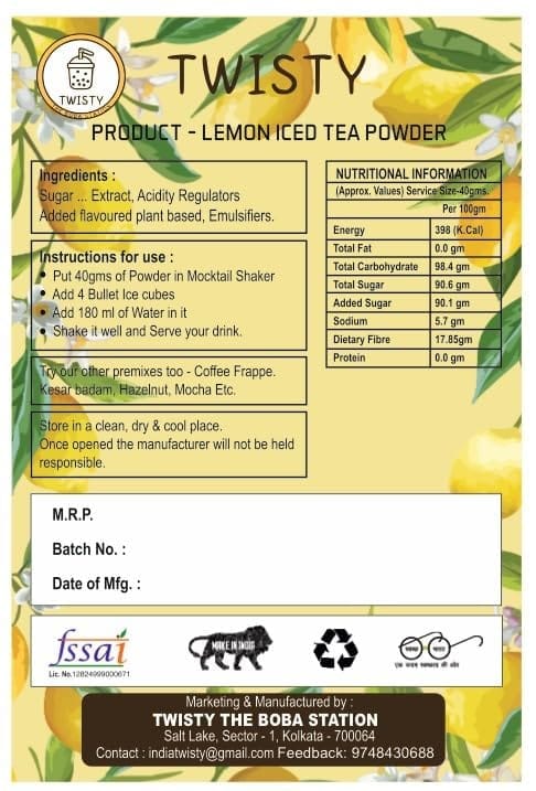 250 Grams Lemon Iced Tea Powder | Instant Tea With Zipper Lock | Refreshing, Healthy And Tasty | Source of Vitamin C | Pack of 1 (Lemon) view 2