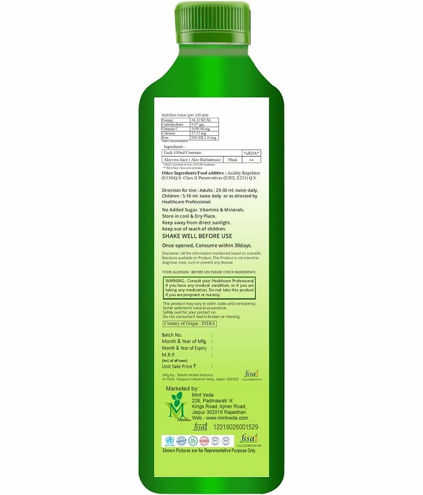 Mintveda Aloevera sugar free Juice - 1000ml view 2