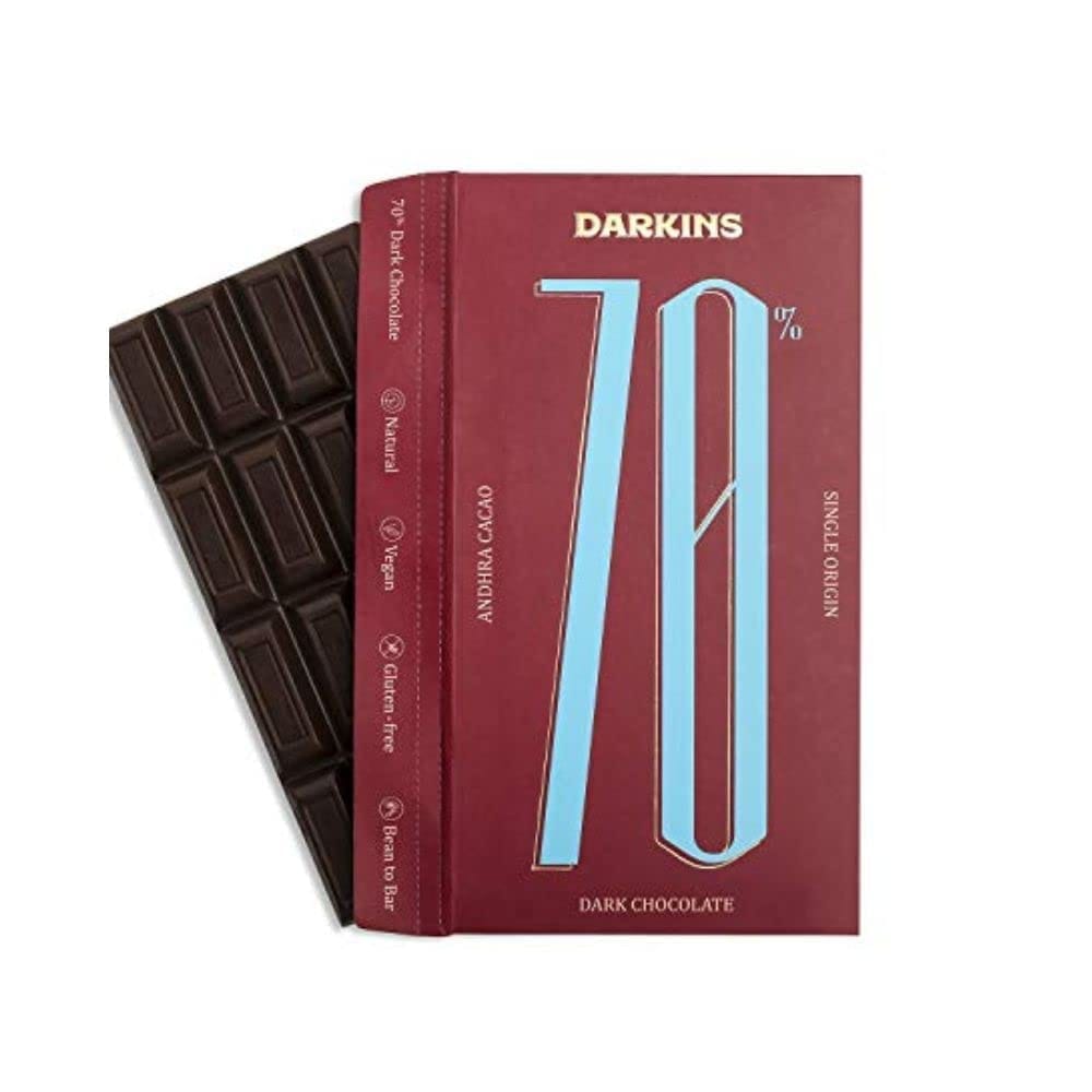 DARKINS 70% Dark Chocolate Single Origin | 55% Chocolate Single Origin | Free 35 GM Blueberry | Dark Cacao | Vegan | Gluten-Free | Unrefined Cane Sugar | Natural Chocolate | Pack of 2 view 2