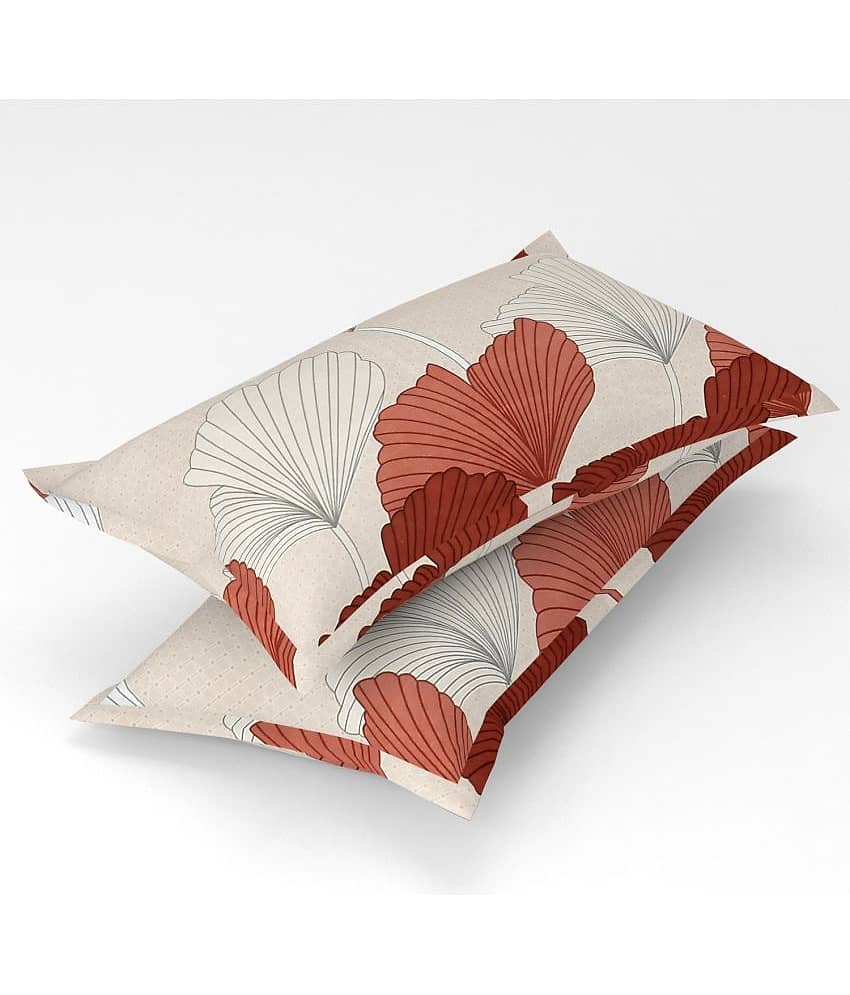 Homefab India - Pack of 4 Microfiber Floral Printed Standard Size Pillow Cover ( 66.04 cm(26) x 43.18 cm(17) ) - Beige view 2