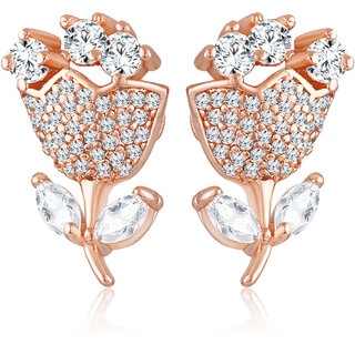 Vivastri Allure Charming Rose stud Earring for Women and Girls [VIVA2721ERG] view 2