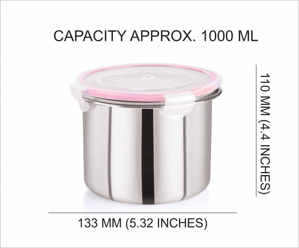 "Flip & Seal" Stainless Steel Airtight Flat Storage Container Set of 2 ( 1000mLx2) view 2