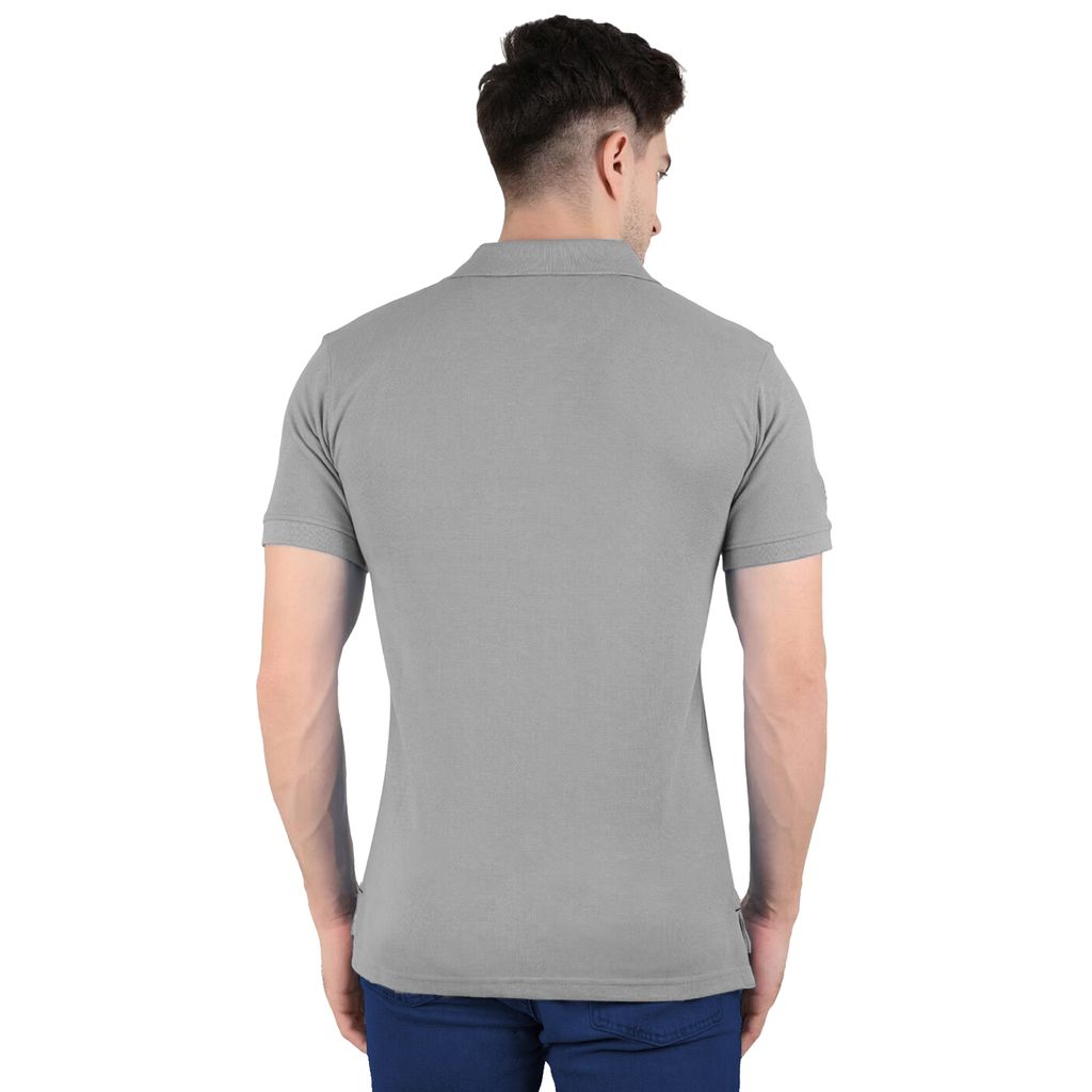 T Shirt for Men Cotton Half Sleeve Collar T-Shirt Regular Fit Casual Solid Grey Polo Tshirt For Men view 2