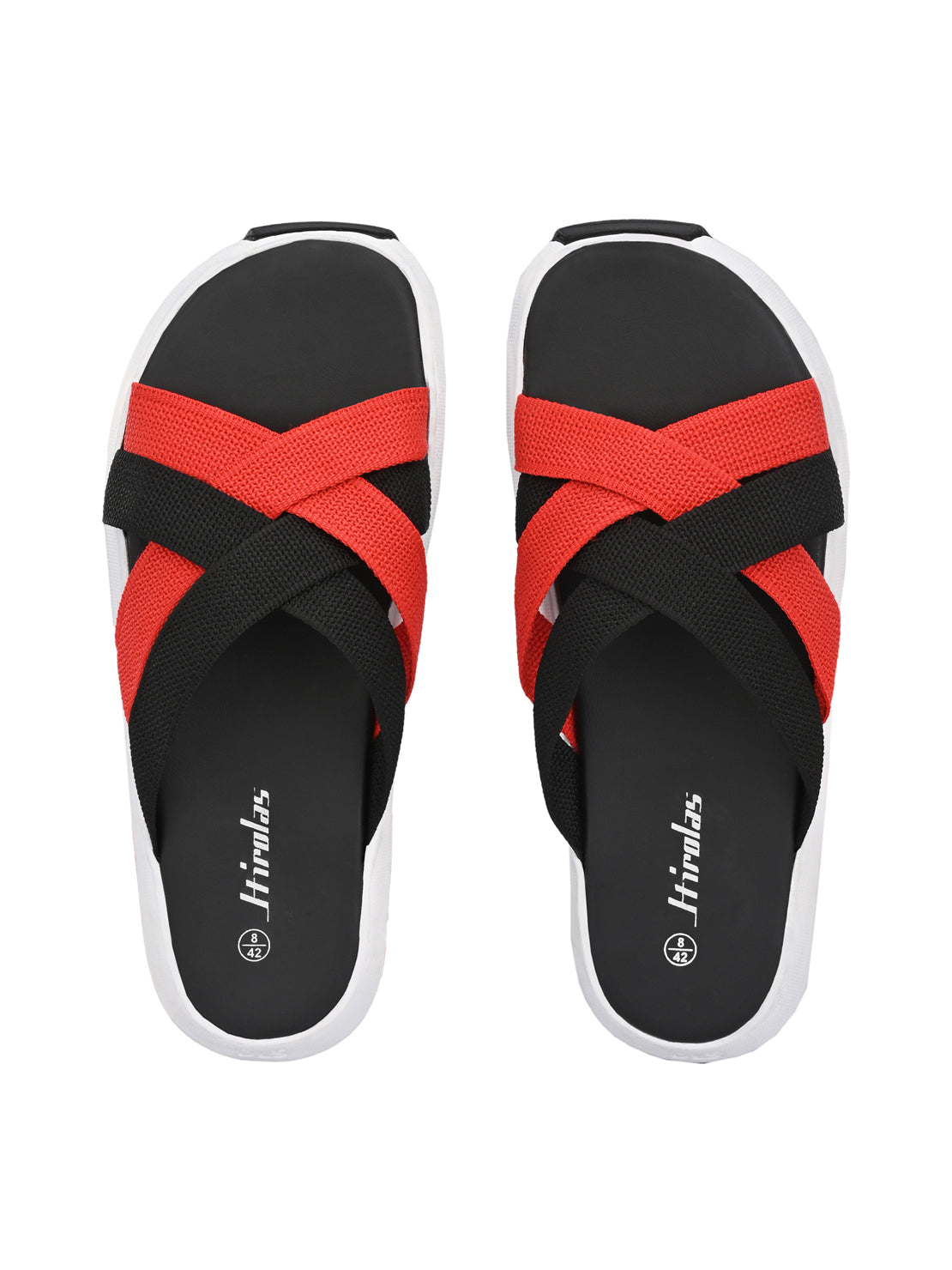 Hirolas® Men's Black Fabric Strappy Slider Slippers (HROFF29BLR) view 2