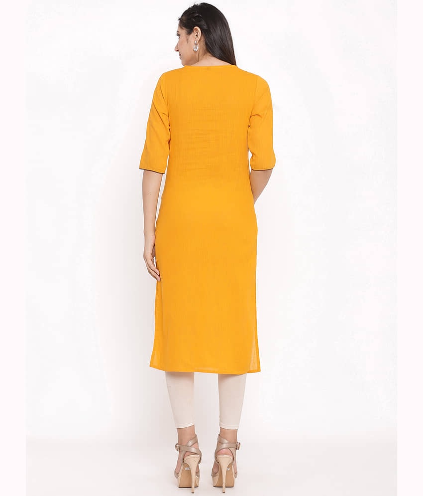 SAART BUNAAI Yellow Cotton Straight Kurti view 2