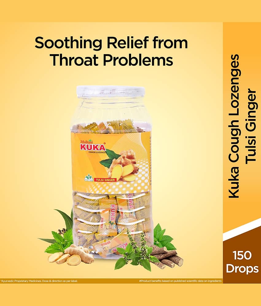 Multani Tulsi-Ginger Cough Lozenges Jar pack Relief From Cough, Sore Throat, Soreness - 300 Candy (Pack of 2) view 2