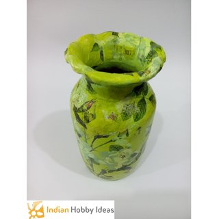 Green Decoupage Floral Flower Vase - IHI view 2